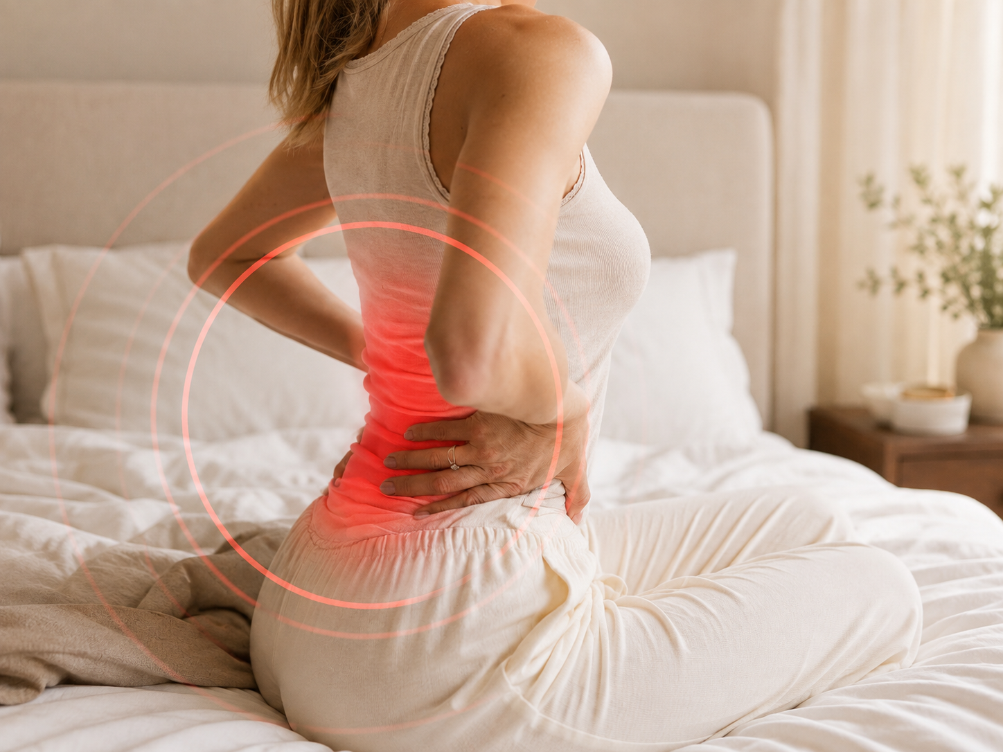 Lower Back Pain Lady on Bed